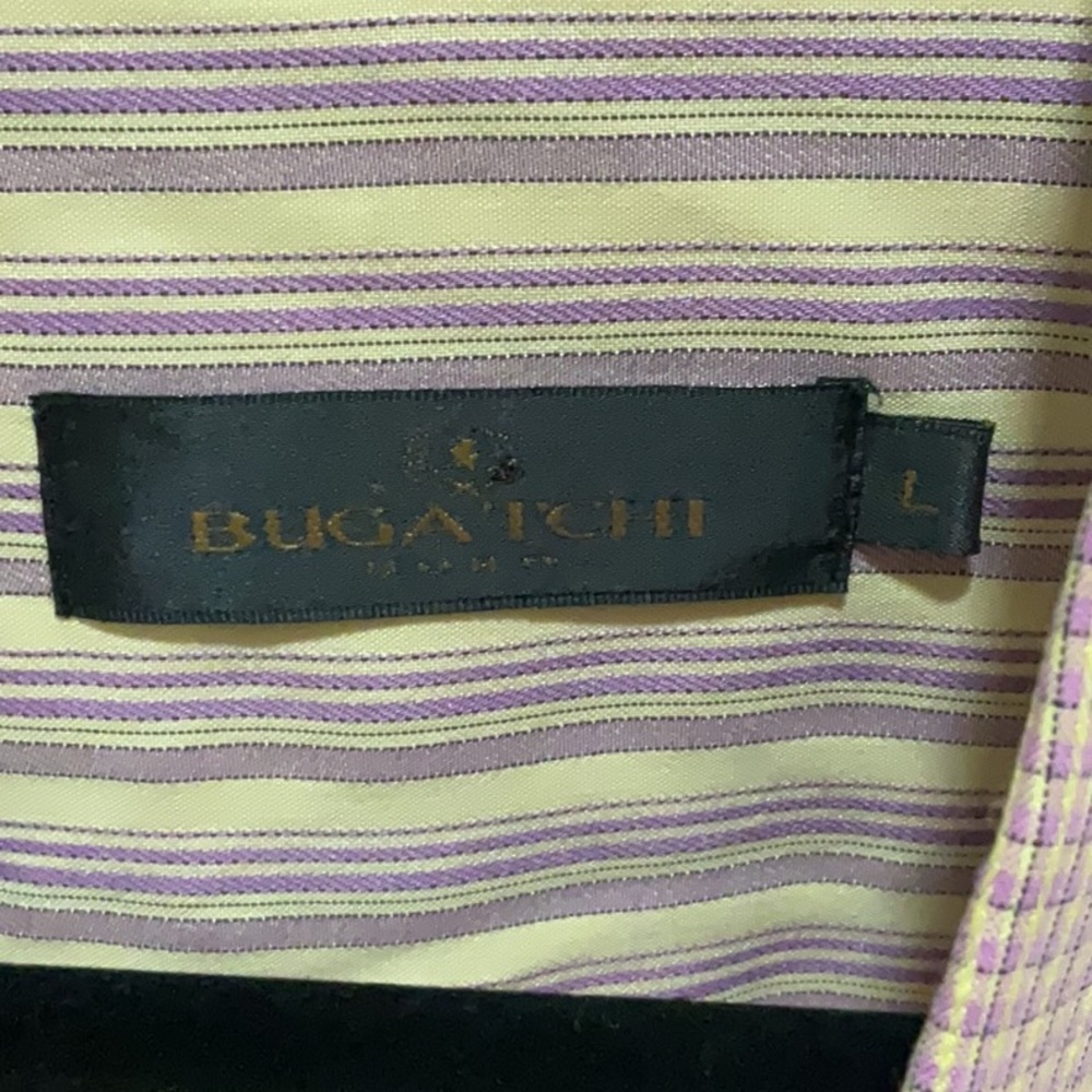 Bugatchi Men's Lavender and yellow Checkered Shirt - Picture 2 of 5